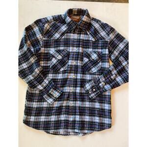 Forge Work Wear Men’s Flannel Shirt Sz M Western Snap Button Plaid 100% Cotton
